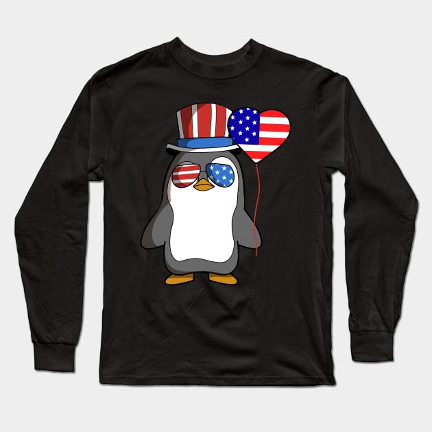 Patriot Penguin American Independence Day July 4th shirt Long Sleeve T-Shirt by TheBeardComic